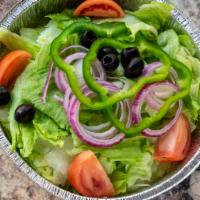 Greek Salad · Romaine lettuce, cucumber, tomato, red onions, feta cheese and kalamata olives