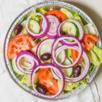 Side Garden Salad · Lettuce, cucumbers, carrots, greek olives, red onions, red cabbage.