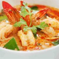 Tom Yum Soup** · Shrimp, chicken or veggies.