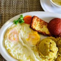 Los Tres Golpes-  · DOMINICAN BREAKFAST  MADE WITH MANGU, YUCA OR GUINEOS, FRIED CHEESE 2 EGGS AND FRIED SALAMI .
