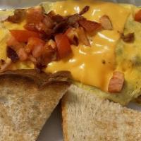 Farmers Omelette
 · Bacon, Sausage, Peppers, Onions, and American Cheese. Served with a choice of breakfast pota...