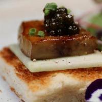 Foie Gras With Caviar · Sea salt black pepper, bread, apples, chives.