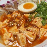 Mapo Tofu Ramen · Pork Broth, Cha-Shu Pork (Braised Pork Belly), Manma 
(Japanese Bamboo), Kikurage Mushrooms,...
