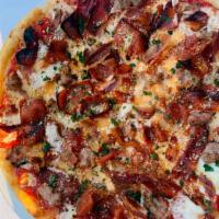 Amore Pizza · bacon, pepperoni, mozzarella, fennel sausage, tomato sauce