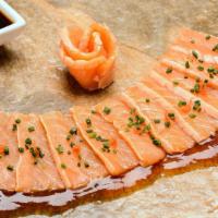 Salmon Tataki · Raw. Seared Salmon sashimi, served with ponzu sauce