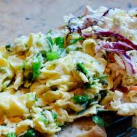 Scrambled Egg Sandwich · cilantro scrambled eggs, Asian slaw, ciabatta roll - options to add