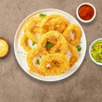 Onion Rings Like You · (Vegetarian) Sliced onions dipped in a light batter and fried until crispy and golden brown.