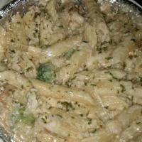 Pasta With Alfredo Sauce · Served with choice of pasta.