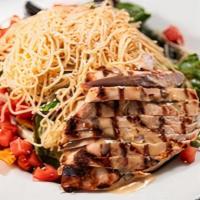 Honey Chicken · grilled or crispy chicken breast, baby greens, sesame noodles, tomatoes, toasted sesame seed...