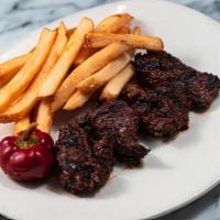 Steak Tips · signature marinade, cherry pepper relish, fries
