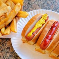 3 Hot Dogs & Fries · Three Grilled Hot Dogs topped to your specifications served with French Fries,