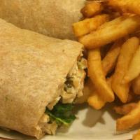 Chicken Caesar Wrap · Rolled with romaine lettuce and Caesar dressing.