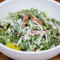 Family Tuscan Salad · (feeds 3-4 people) spring mix, crispy chickpeas, pepperoncinis, soppressata, shaved grana pa...