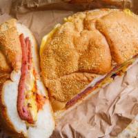 Ham, Egg & Cheese  · Delicious Ham 2 scrambled Eggs and Cheese on a roll or bagel. Liscio's bakery Roll and Bagel...
