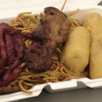Lo Mein · Soft egg noodles stir fried with a choice of beef, chicken, and pork or shrimp.