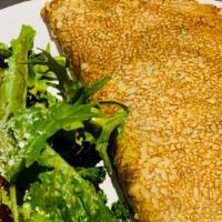 Mushroom Au Fromage · Crêpe filled with sautéed, onions, spinach, melted cheese.Served with a side salad