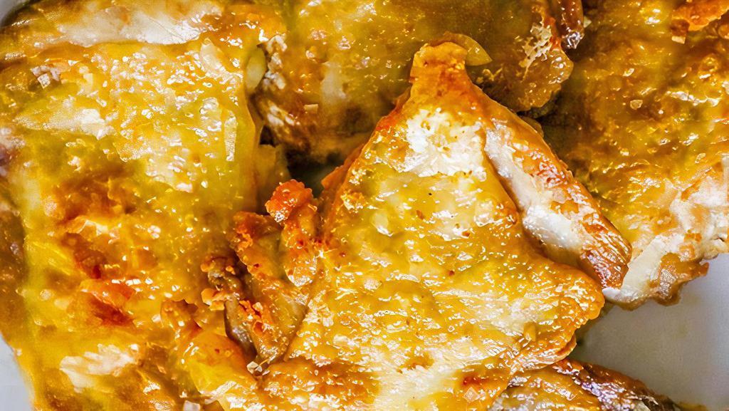 Crackling Chicken · GLUTEN-FREE ] Fried Tender, juicy chicken breast, hand sliced, marinated in spices and finished in a crispy, seasoned coating.