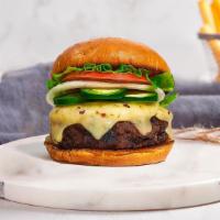 I Live For The Jalapeno Burger · American beef patty topped with melted cheese, jalapenos, lettuce, tomato, onion, and pickle...