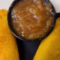 Empanadas · Order of two. Served with aji. Choice of: chicken or vegan.