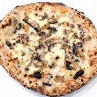 Funghi Pizza · White pizza with mixed mushrooms, roasted garlic, Asiago, mozzarella