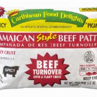 Spicy Beef Patty · Jamaican Style Spicy Beef Patty
beef turnover with a flaky crust.
Microwaves for 2 Minutes.