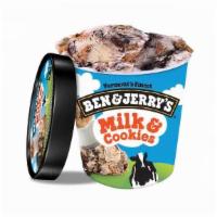 Ben & Jerry'S Milk & Cookies 16Oz · Vanilla Ice Cream with a Chocolate Cookie Swirl, Chocolate Chip & Chocolate Chocolate Chip C...