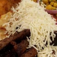 Arepa Veggie Meat With Everything / Arepa Carne Vegetariana Con Todo · Veggie delight meat with everything / carne vegetariana con todo ** spanish white cheese, av...