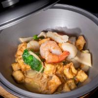 T2 Mixed Mushroom Seafood Tofu In Pot · Soft tofu, jumbo shrimp, squid, crab stick, king oyster mushroom, enoki mushroom, broccoli, ...