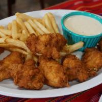 Chicken Wings (8 Pieces) · Your choice of mild or hot - breaded chicken wings, served with celery, carrots and ranch dr...