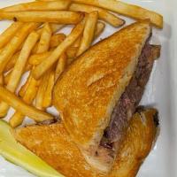 Crazy Patty Melt · Angus *burger served on sourdough bread, with swiss and mozzarella cheese, grilled onions, a...