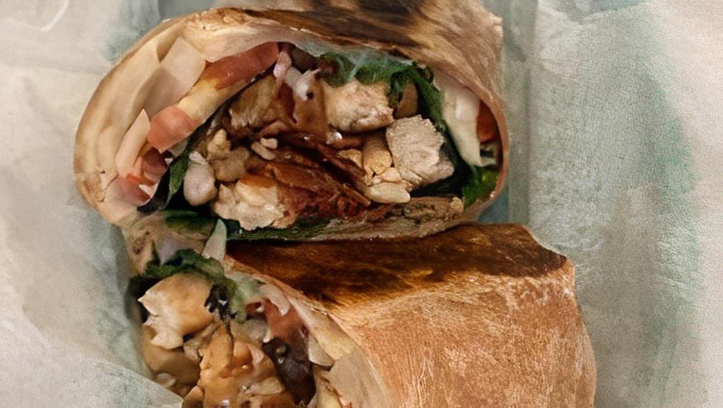Honey Mustard Wrap · Grilled chicken, bacon, provolone, lettuce, tomatoes, onions and honey mustard in a wheat wrap.