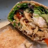 Meditado Wrap · Grilled chicken, avocado, roasted red peppers and lettuce in a wheat wrap.