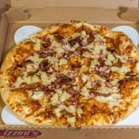 Carmine (Medium) · BBQ sauce topped with pineapple, bacon and ham.