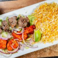 Combo Kabob 1 · Combination of chicken breast and lamb kabob one skewer of each.