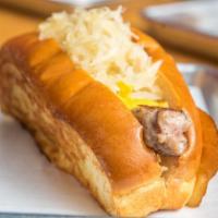 German · Gluten free available. Locally sourced German style pork bratwurst served with grilled sauer...