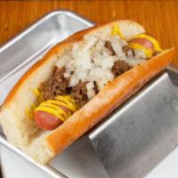Coney Island · Gluten free available. NY style beef wiener sauce, chopped onions, yellow mustard, celery sa...