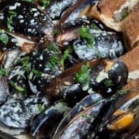 Drunken Mussels · Fresh mussels steamed in creamy broth of olive oil, white wine, garlic & ginger. served with...