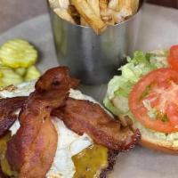 5Am Burger · Sunny side egg, bacon & cheddar cheese.
