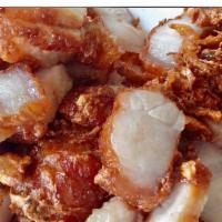 Fried Pork Belly · Deep fried pork belly top with garlic.