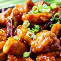 General Tsao Chicken · Comes with steamed rice.