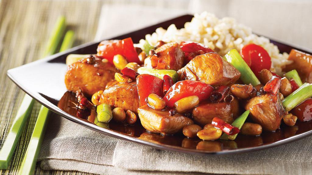 Kung Pao Chicken Combo Box · Served with 1 soup. Comes with steam rice.