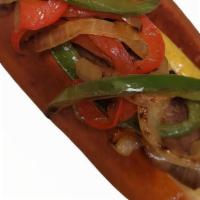 Og Brat · Grilled Bratwurst with peppers, onions and stoneground Dijon mustard.