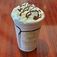 Mocha Frappe · Delicious Mocha Frappe served with whip cream and Dark chocolate drizzle on top.