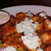 Buffalo Chicken Salad · Cherry tomatoes, red onions, carrots, celery, Blue cheese crumbles, garden greens, (Suggesti...