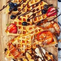 Gluten Free/Vegan Waffle · Special Gluten free/Vegan waffle with your choice of toppings: Fresh fruit and maple syrup