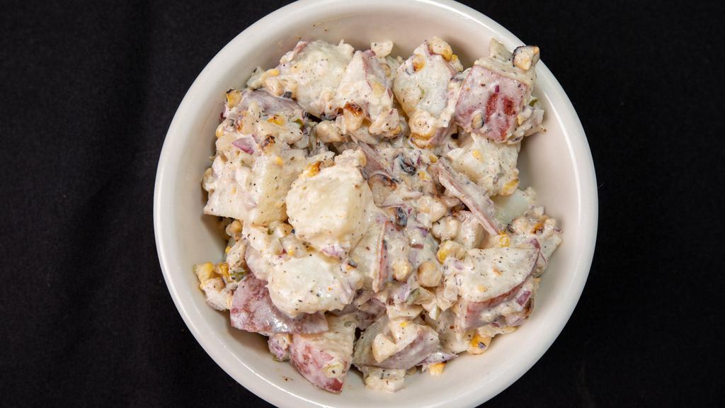 Chesapeake Potato Salad · Red-skinned potatoes, sweet corn, and pickles in a creamy Old Bay dressing. (1 cup)
Vegetarian, Gluten-free | Contains: egg, soy