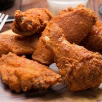10 Piece Chicken Wings · Plain, mild, medium, hot, Bbq, or lemon pepper served with hot sauce, ranch or blue cheese.