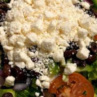 Greek Salad · Romaine lettuce, tomatoes, red onion, green bell pepper, kalamata olive, feta cheese
with Gr...