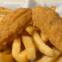 Kid'S 2 Piece Chicken Fingers · With fries.