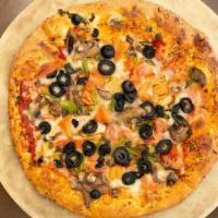 Vegetarian · Tomato,black olives,onion,mushroom and green pepper.